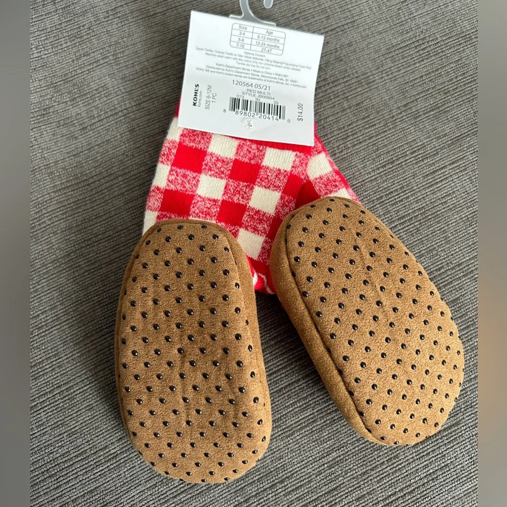 JUMPING BEANS Baby Slipper socks reindeer sz 6-12mo